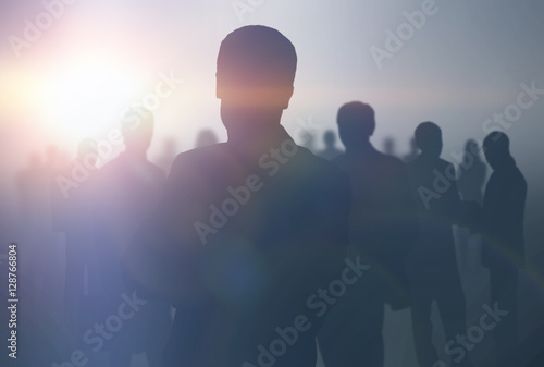 Fototapeta black silhouettes of business people