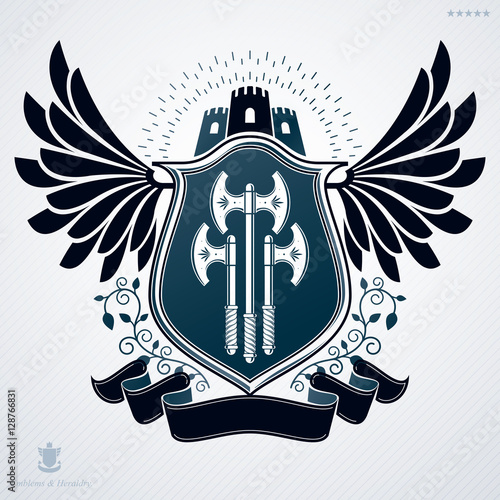 Vector emblem, vintage heraldic design.