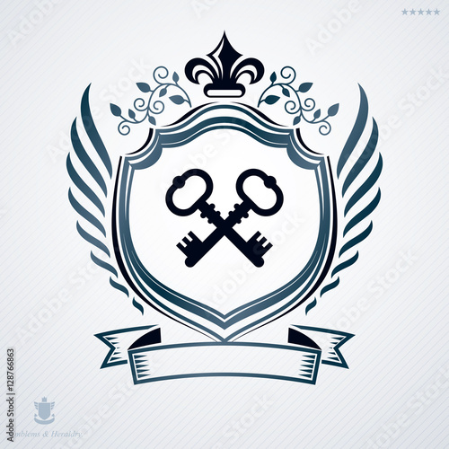 Heraldic coat of arms decorative emblem.