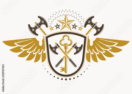 Vector illustration of old style heraldic emblem decorated with