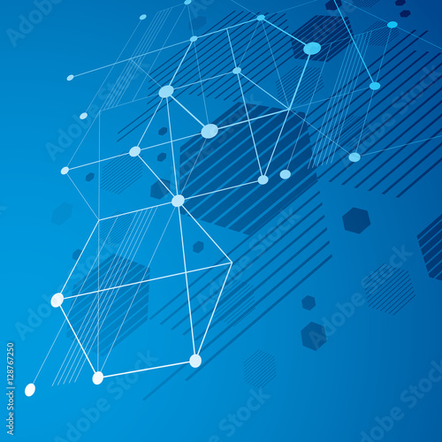3d vector abstract blue background created in Bauhaus retro styl
