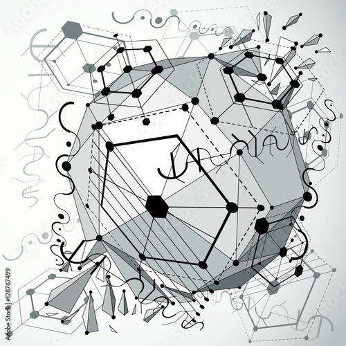 Bauhaus wallpaper with low poly design elements, perspective bla