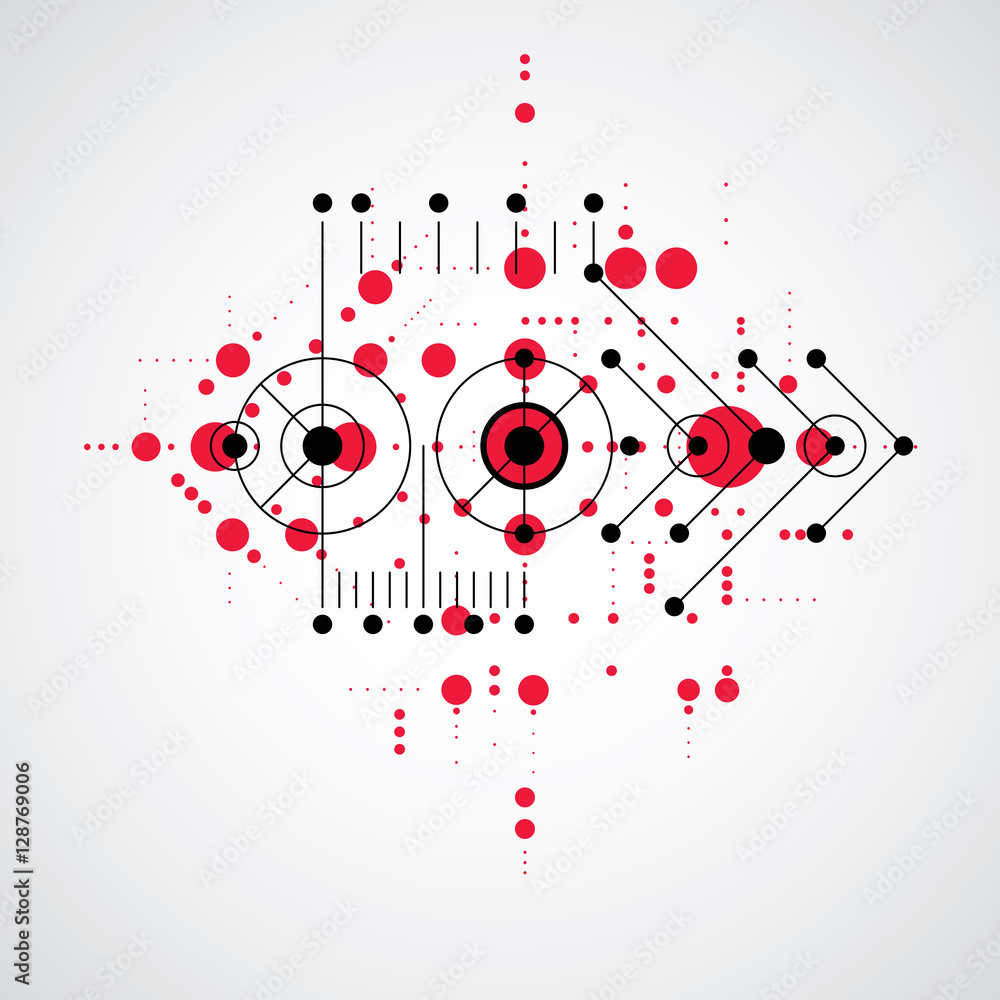 Vector red abstract background created in Bauhaus retro style. M Vector red abstract background created in Bauhaus retro style. M