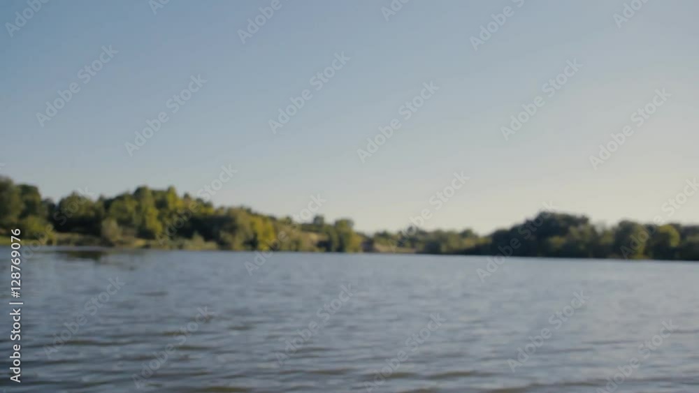 Aerial View. Flying over the beautiful summer River Aerial View. Flying over the beautiful summer River