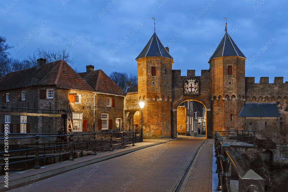 The medieval gate Koppelpoort in the Dutch town Amersfoort in th