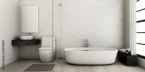 Bathroom design modern   Loft - 3D render