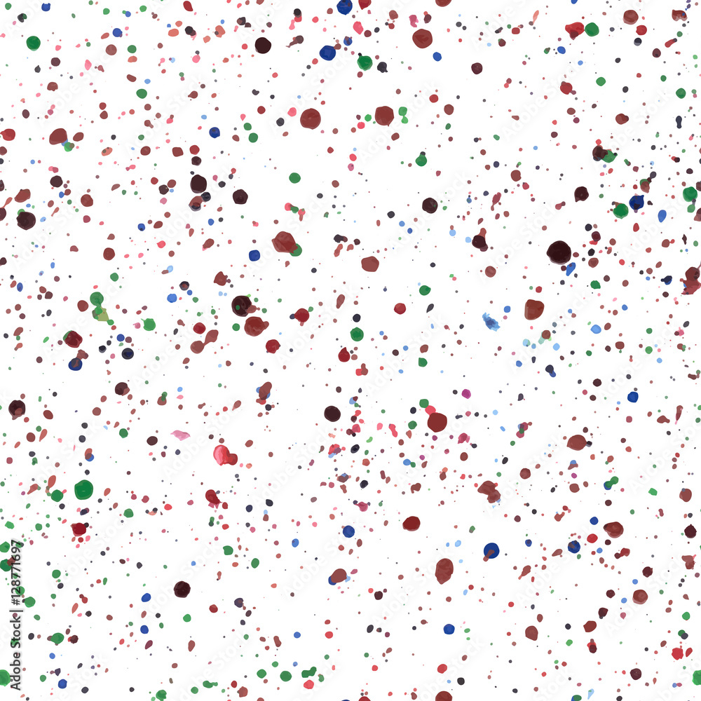 Seamless pattern with paint splashes on a white background.
