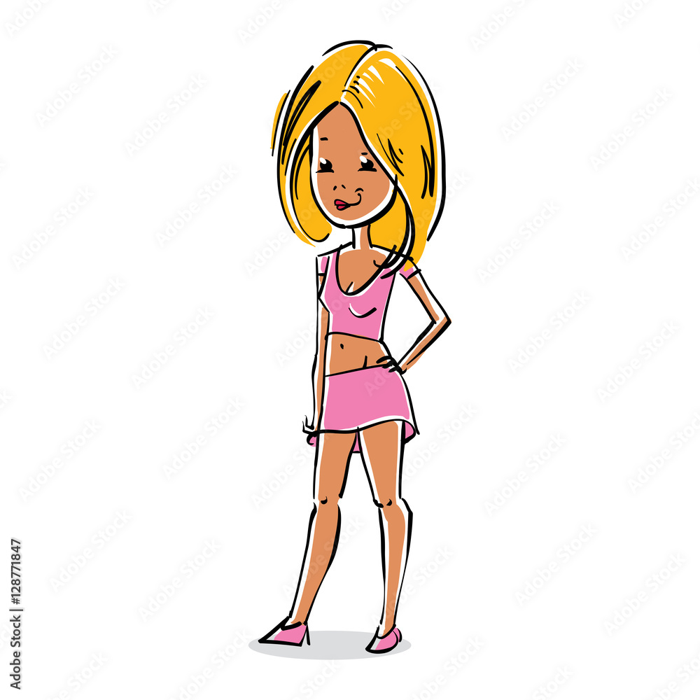 Facial expression of a blonde girl, sexy female vector cartoon d Facial expression of a blonde girl, sexy female vector cartoon d