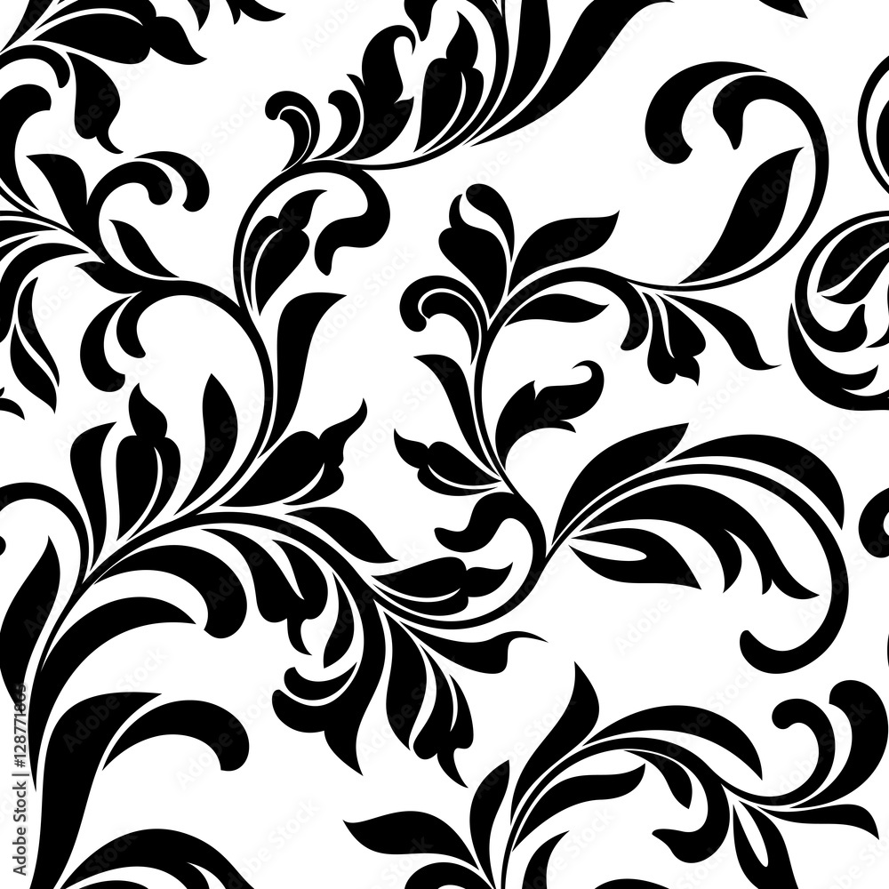 Seamless pattern with white floral tracery on a white background Seamless pattern with white floral tracery on a white background