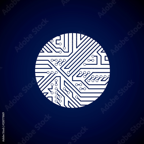 Round circuit board with electronic components of technology dev