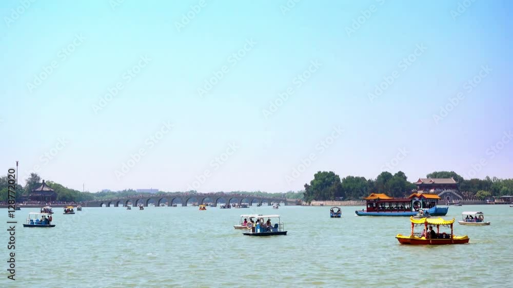 Kunming lake, South Lake Island and Seventeen Arches Bridge. Summer Palace located in Beijing of China. It was royal garden. Kunming lake, South Lake Island and Seventeen Arches Bridge. Summer Palace located in Beijing of China. It was royal garden.