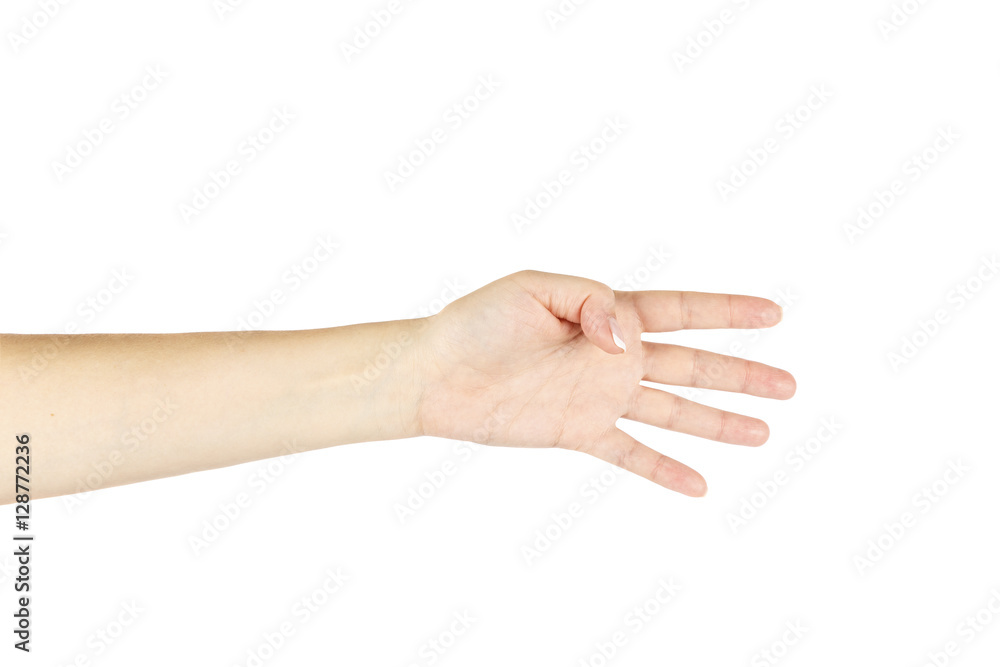 Female hand on a white background. Isolated. Female hand on a white background. Isolated.