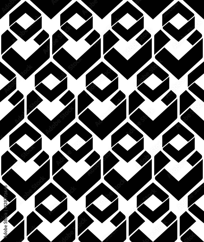 Monochrome endless vector texture with geometric figures, motif Monochrome endless vector texture with geometric figures, motif