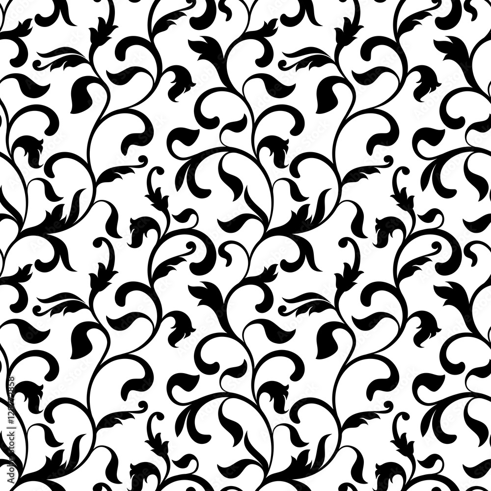 Classic seamless pattern with tracery on a white background. Vintage style