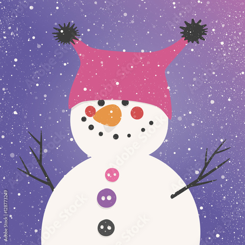 Christmas vector card with a snowman