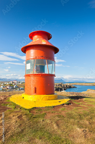 Red Lighthouse above Stykkisholmur, Iceland