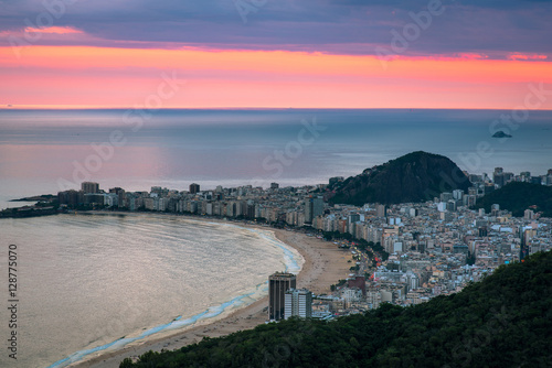 Wallpaper Mural View of Copacabana beach by sunset with a pink sky, Rio de Janeiro, Brazil Torontodigital.ca