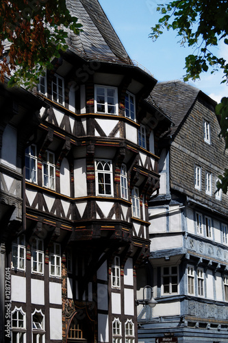 half timbered old houses in goslar, germany