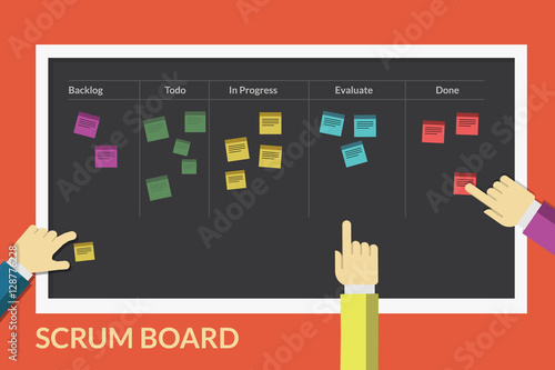 Scrum Board for Agile Development, Vector illustration