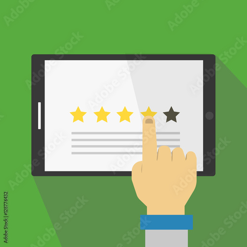 Web & mobile application rating  / Review. hand people give feedback rate  / review