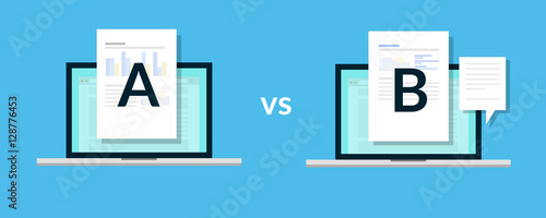 AB Testing to growth business revenue, sales, visitor with blue background