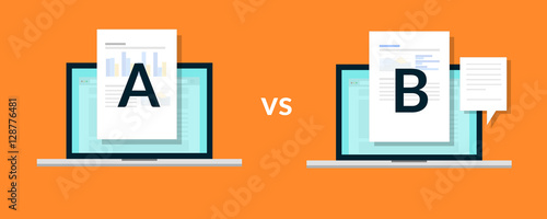 AB Testing to growth business revenue, sales, visitor with orange background