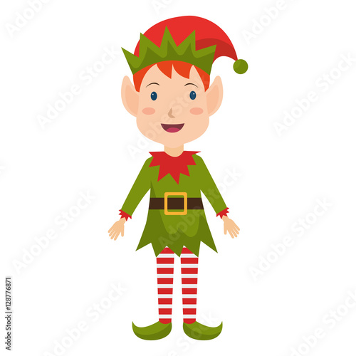 happy merry christmas elf character vector illustration design