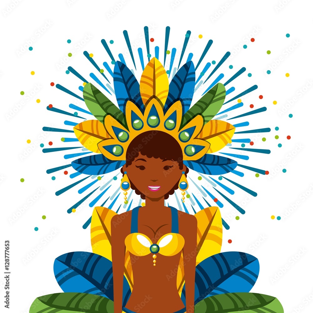 cartoon brazilian woman dancer icon over white background. brazil culture concept. colorful design. vector illustration cartoon brazilian woman dancer icon over white background. brazil culture concept. colorful design. vector illustration