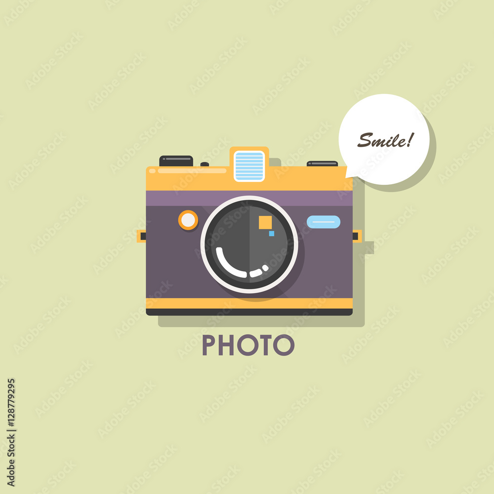 Hipster retro camera or photo icon. flat illustration. Hipster retro camera or photo icon. flat illustration.
