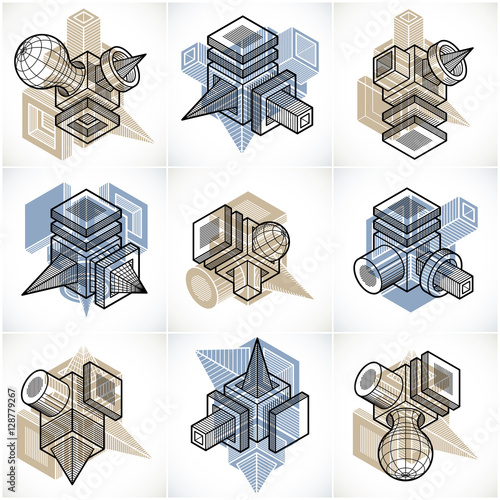 Abstract constructions vector set, dimensional designs collectio