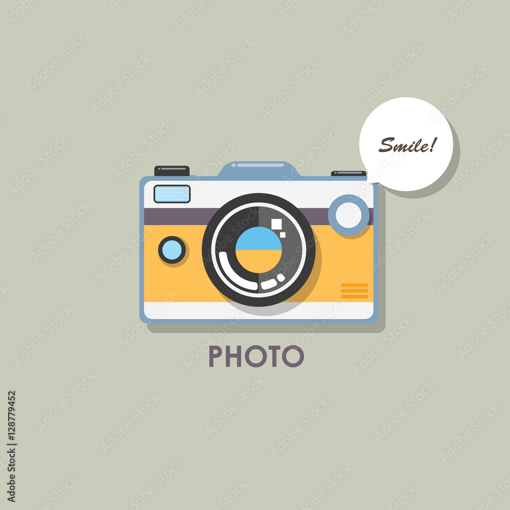 Hipster retro camera or photo icon. flat illustration. Hipster retro camera or photo icon. flat illustration.