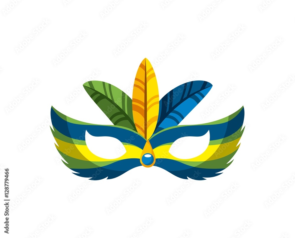 Obraz premium brazilian festival mask accessory icon over white background. brazilian culture concept. colorful design. vector illustration