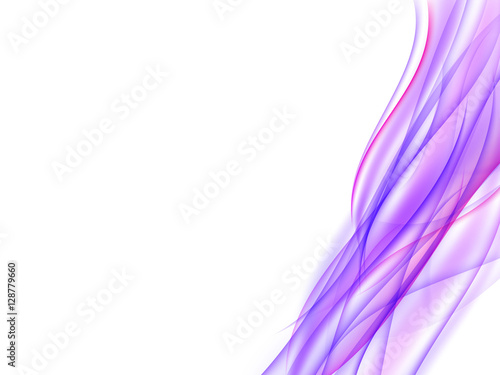 Abstract background with purple and pink wavy lines to the right on white. Abstract violet background. Bright illustration