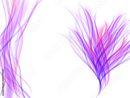 Abstract flower with purple and pink wavy lines on white. Abstract violet background. Bright illustration