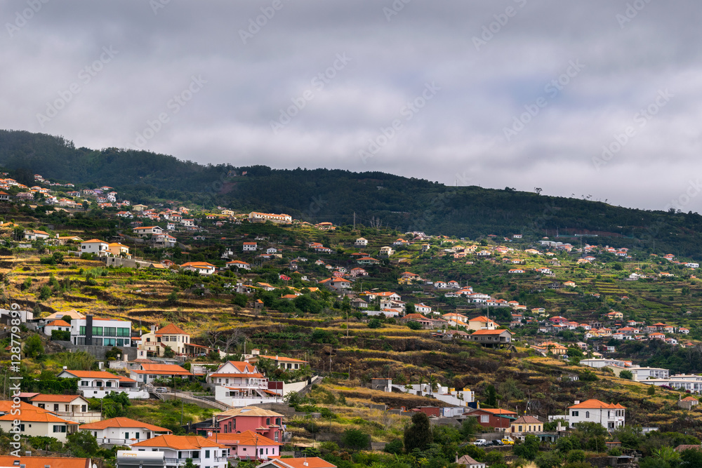 Clouded day over highway in Machico, Madeira, Portugal, Europe