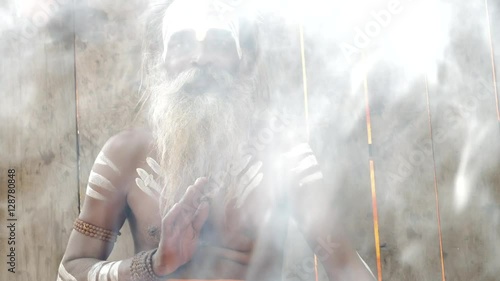 Sadhu man in Varanasi, India photo