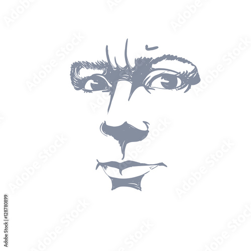 Vector portrait of irate woman, illustration of good-looking but