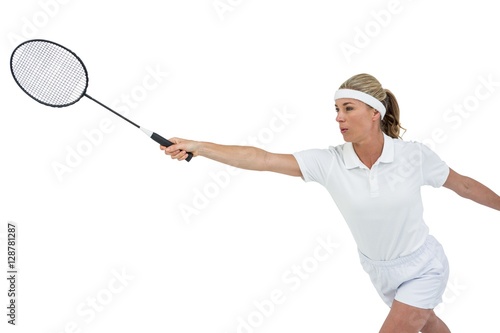 Female athlete playing badminton  © WavebreakmediaMicro