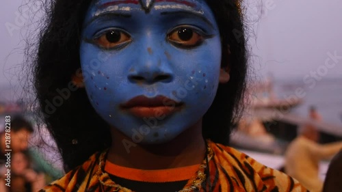 Children painted near Raj Ghat in Varanasi, India