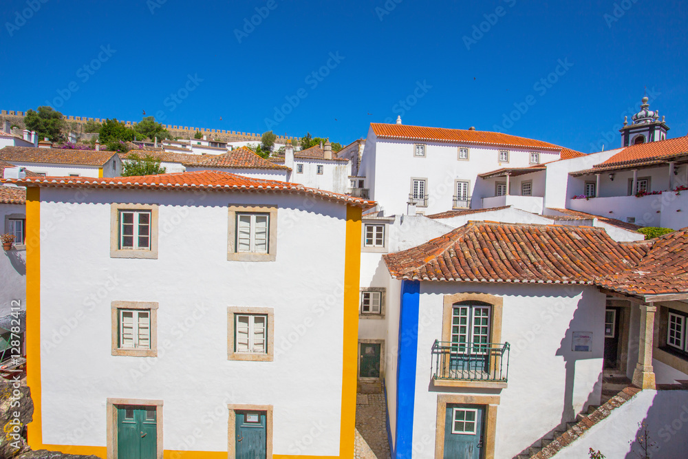 Obidos, Portugal : Cityscape of the town with medieval houses