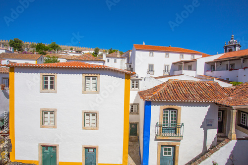 Obidos  Portugal   Cityscape of the town with medieval houses