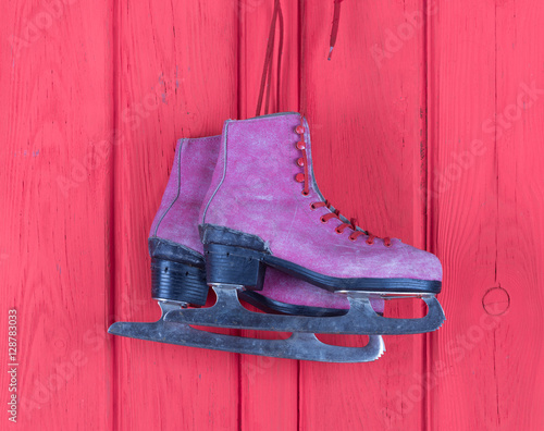 pink winter skates, vintage skates