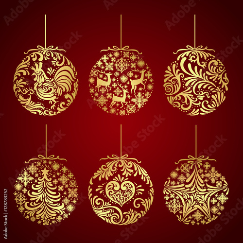 Collection of Christmas gold balls decoration