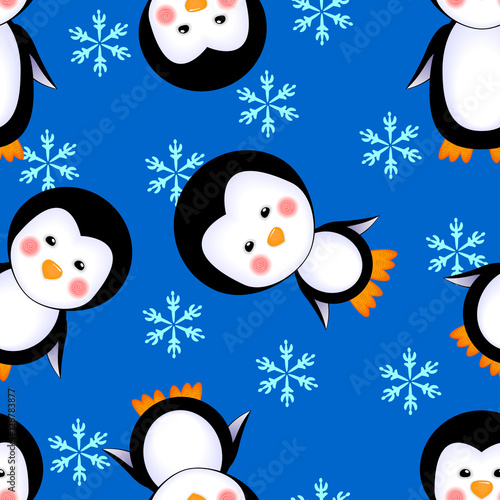penguins seamless pattern winter
