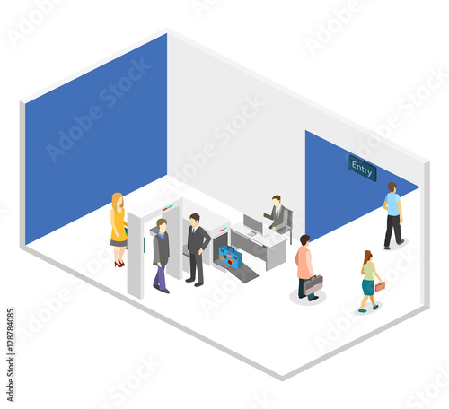 Security gates with metal detectors in airport