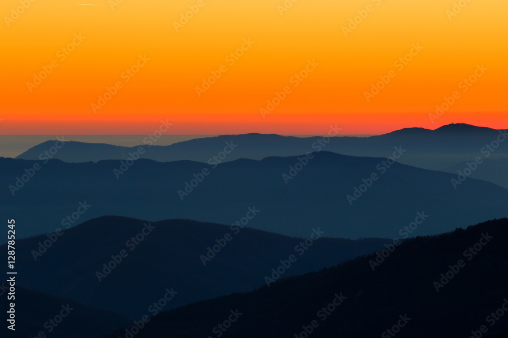 Sunset on mountain