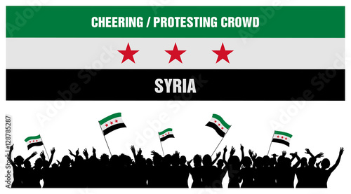 Cheering or Protesting Crowd Syria