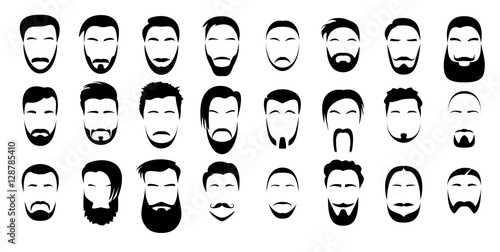 Set of beards and mustache