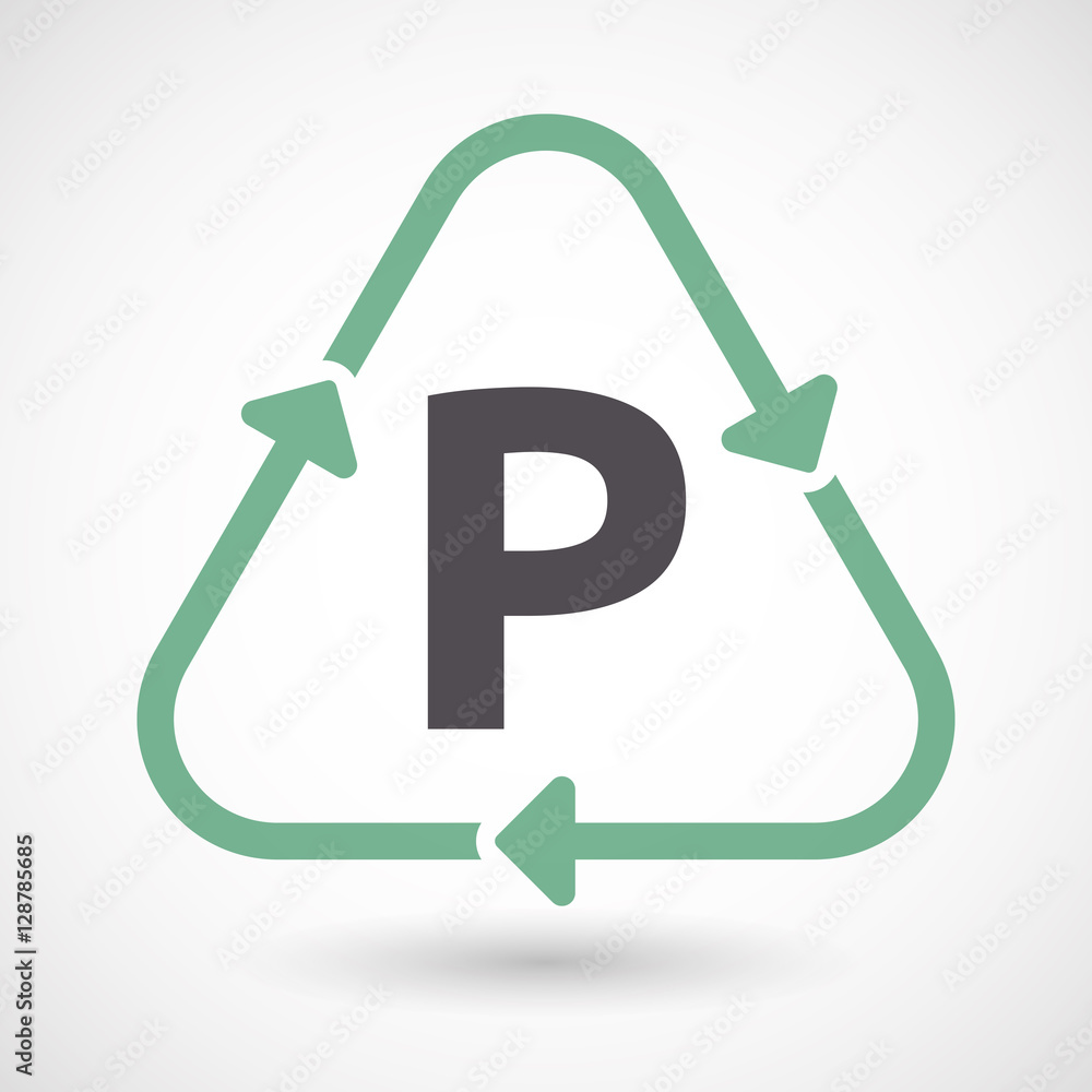 Isolated recycle sign with the letter P Isolated recycle sign with the letter P