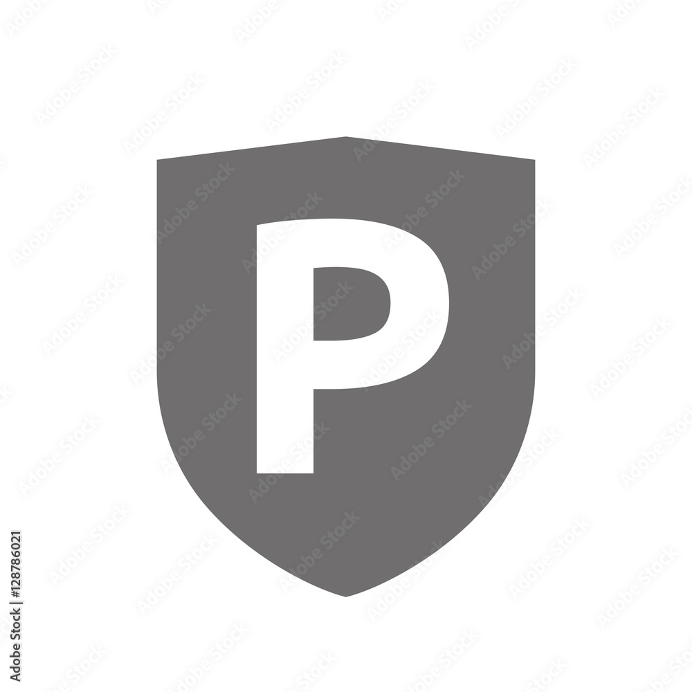 Isolated shield with the letter P Isolated shield with the letter P